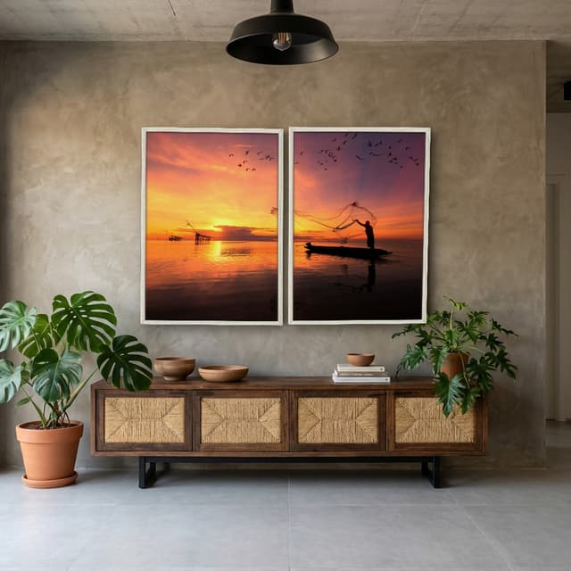Kit Quadros Decorativos Pôr Do Sol