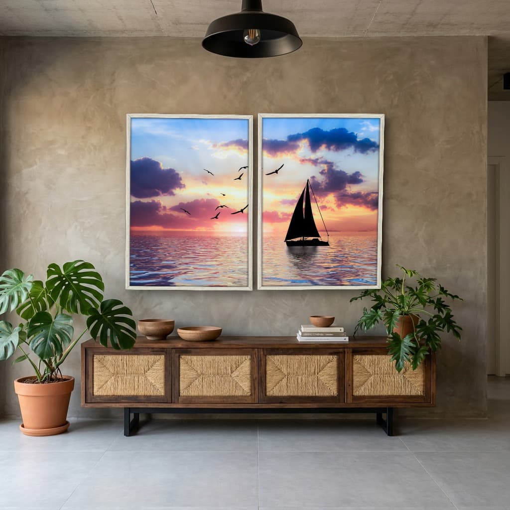 Kit Quadros Decorativos Pôr Do Sol