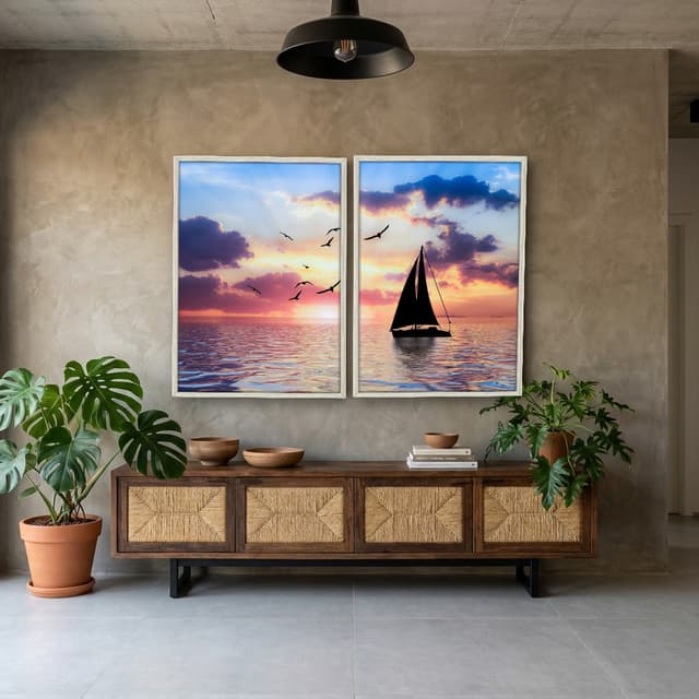 Kit Quadros Decorativos Pôr Do Sol