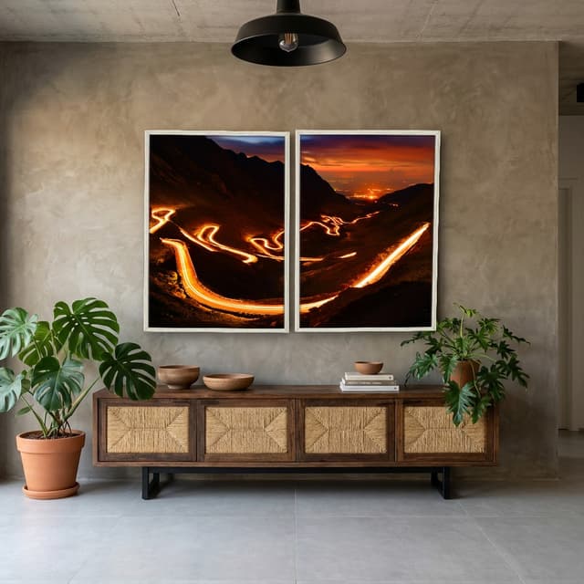 Kit Quadros Decorativos Estrada À Noite