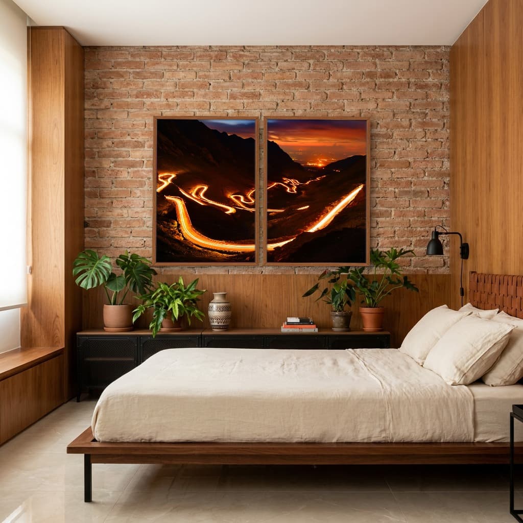 Kit Quadros Decorativos Estrada À Noite