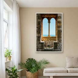 Quadro Decorativo Janela Com Vista Para O Mar