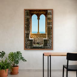 Quadro Decorativo Janela Com Vista Para O Mar