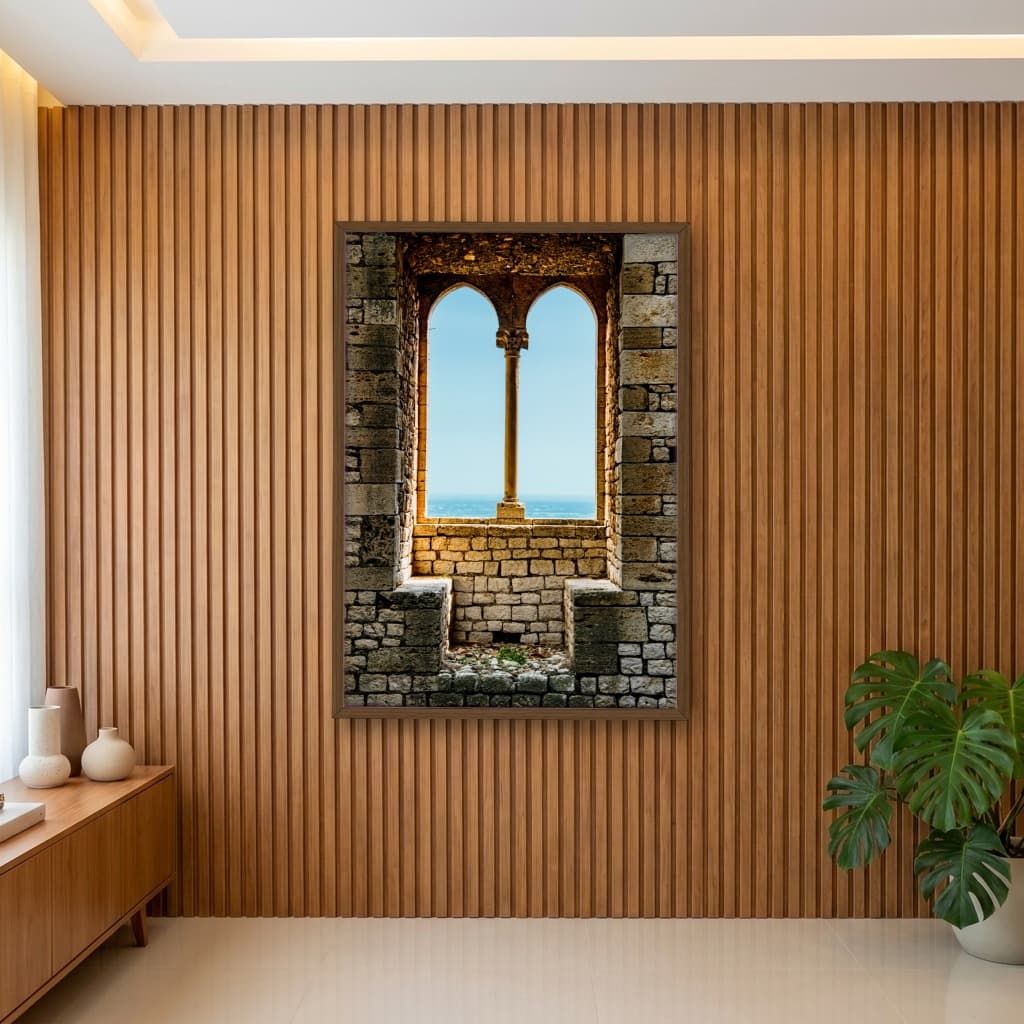 Quadro Decorativo Janela Com Vista Para O Mar