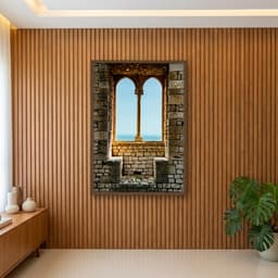Quadro Decorativo Janela Com Vista Para O Mar