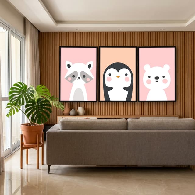 Kit Quadros Decorativos Animais Fofos