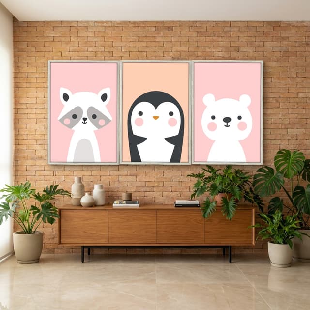 Kit Quadros Decorativos Animais Fofos