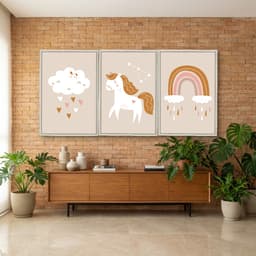 Kit Quadros Decorativos Unicórnio E Arco Íris