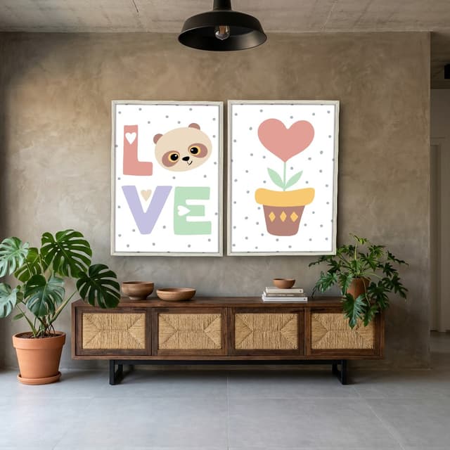 Kit Quadros Decorativos Love E Vasinho