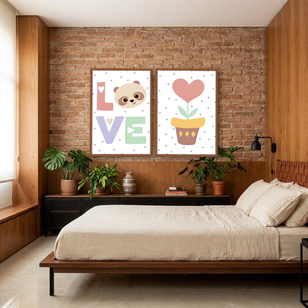 Kit Quadros Decorativos Love E Vasinho