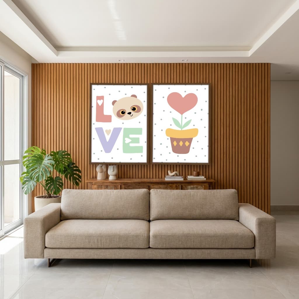 Kit Quadros Decorativos Love E Vasinho