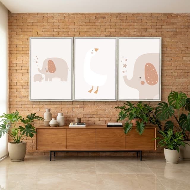 Kit Quadros Decorativos Pato E Elefantes