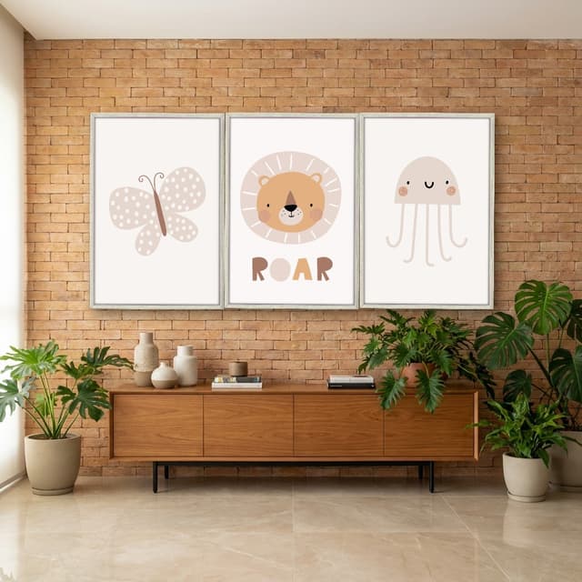 Kit Quadros Decorativos Borboleta Elefante E Polvo