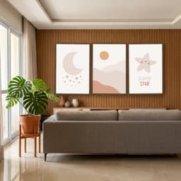 Kit Quadros Decorativos Estrela Sol E Lua