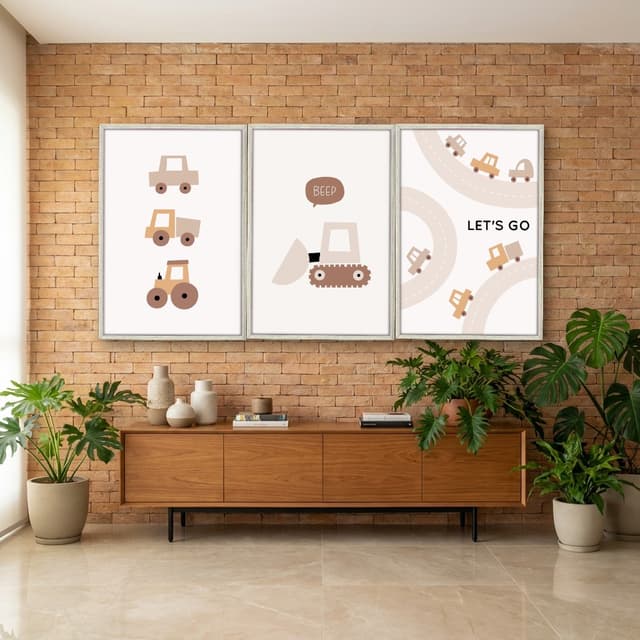 Kit Quadros Decorativos Carrinhos