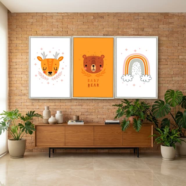 Kit Quadros Decorativos Urso E Arco Íris