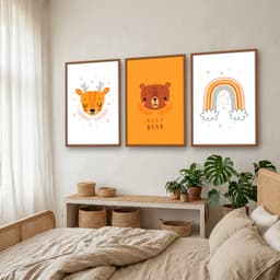 Kit Quadros Decorativos Urso E Arco Íris