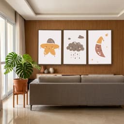 Kit Quadros Decorativos Estrela Nuvem E Lua