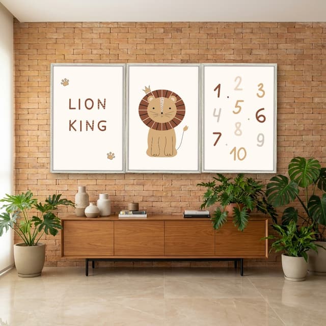 Kit Quadros Decorativos Número E Leão