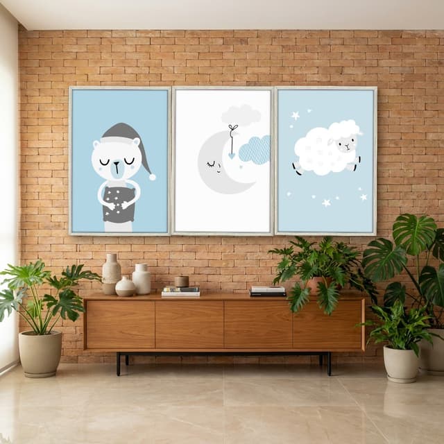 Kit Quadros Decorativos Urso E Ovelha
