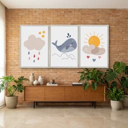 Kit Quadros Decorativos Baleia E Nuvens