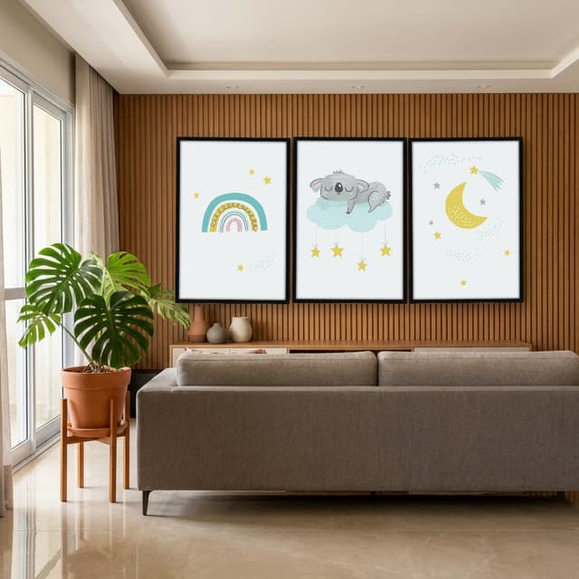 Kit Quadros Decorativos Preguiça E Arco Íris