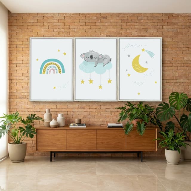 Kit Quadros Decorativos Preguiça E Arco Íris