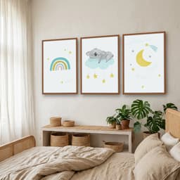Kit Quadros Decorativos Preguiça E Arco Íris