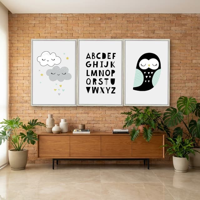 Kit Quadros Decorativos Nuvem E Coruja