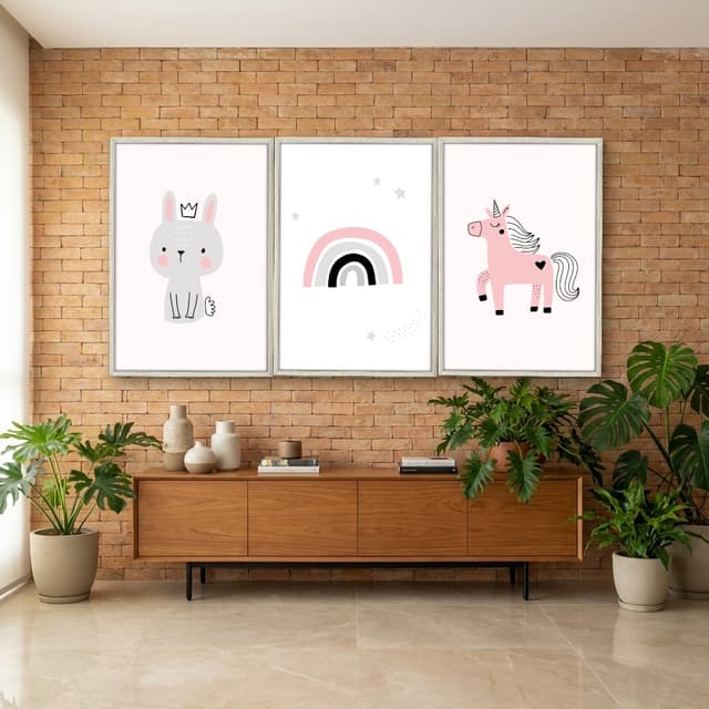 Kit Quadros Decorativos Coelho E Unicórnio