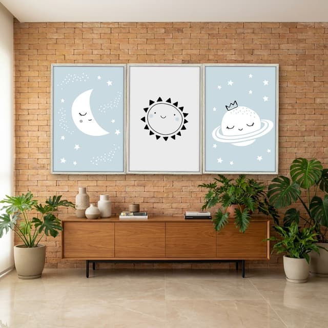 Kit Quadros Decorativos Lua E Planeta