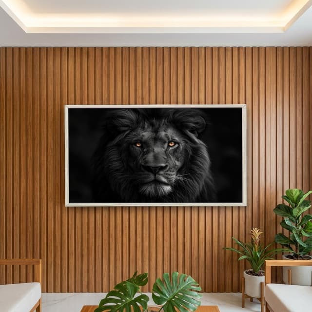 Quadro Decorativo Leão Em Preto