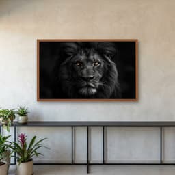 Quadro Decorativo Leão Em Preto