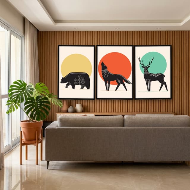 Kit Quadros Decorativos Animais Abstratos