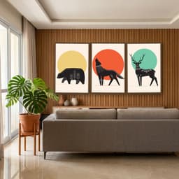 Kit Quadros Decorativos Animais Abstratos