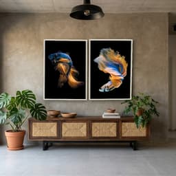 Kit Quadros Decorativos Peixe Azul