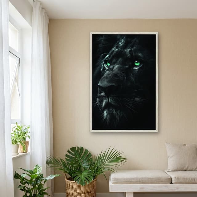 Quadro Decorativo Leão Em Preto