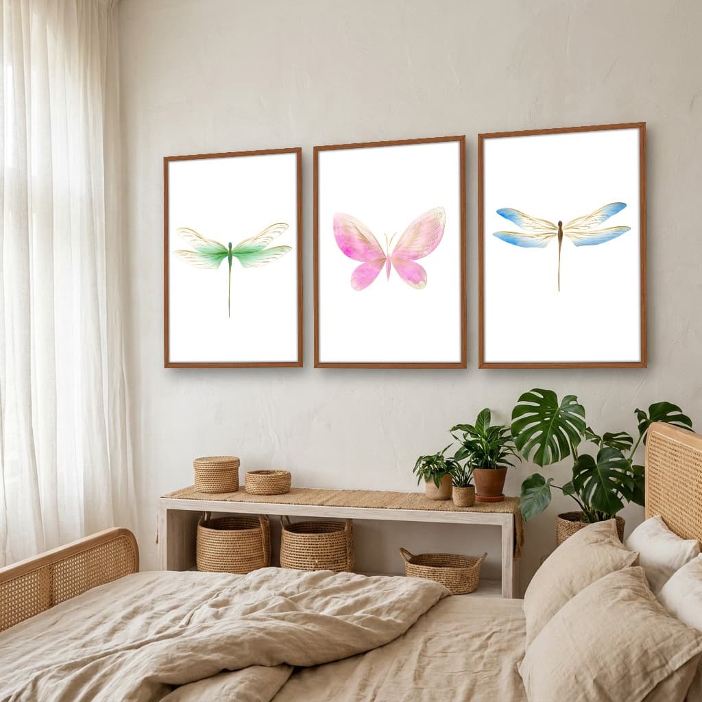 Kit Quadros Decorativos Borboleta E Libélulas
