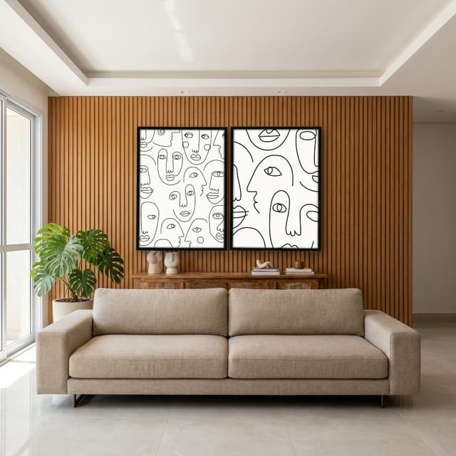Kit Quadros Decorativos Rosto Minimalista