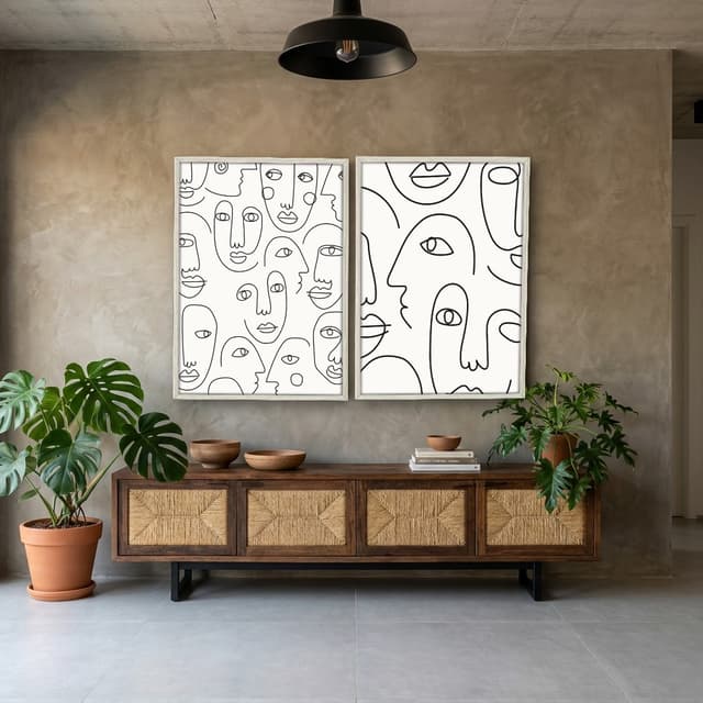 Kit Quadros Decorativos Rosto Minimalista