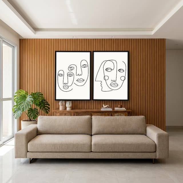 Kit Quadros Decorativos Rosto Minimalista