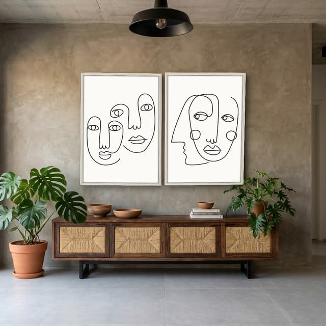 Kit Quadros Decorativos Rosto Minimalista