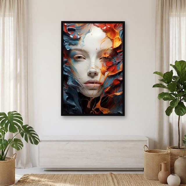 Quadro Decorativo Mulher Com Tinta