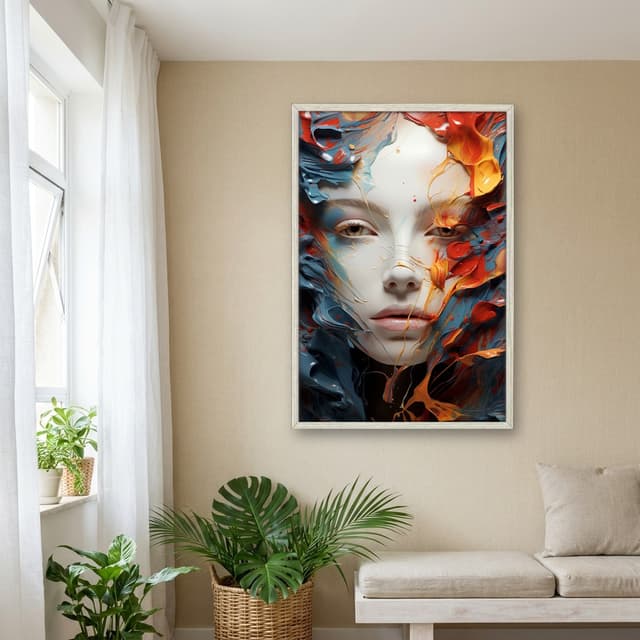 Quadro Decorativo Mulher Com Tinta
