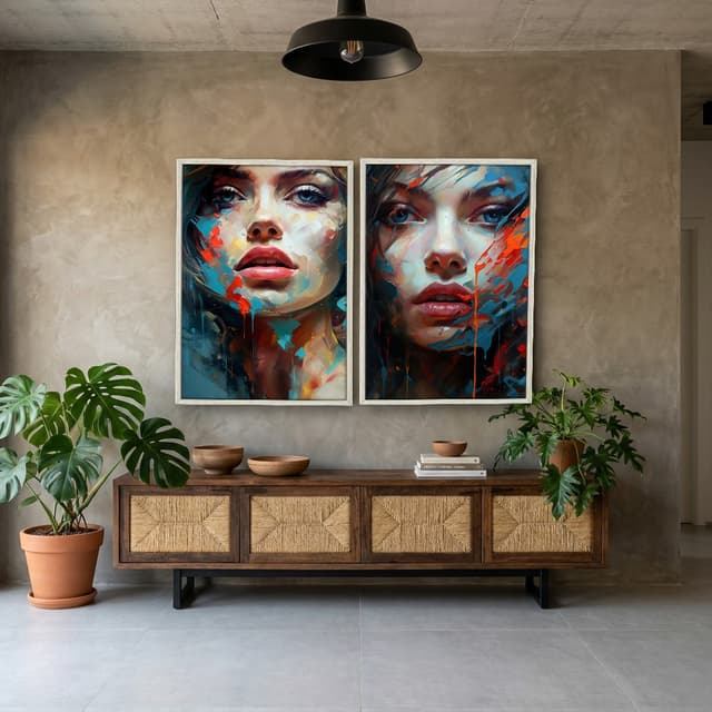 Kit Quadros Decorativos Mulher Abstrata