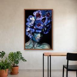Quadro Decorativo Mulher Com Flores Roxas