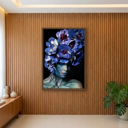 Quadro Decorativo Mulher Com Flores Roxas
