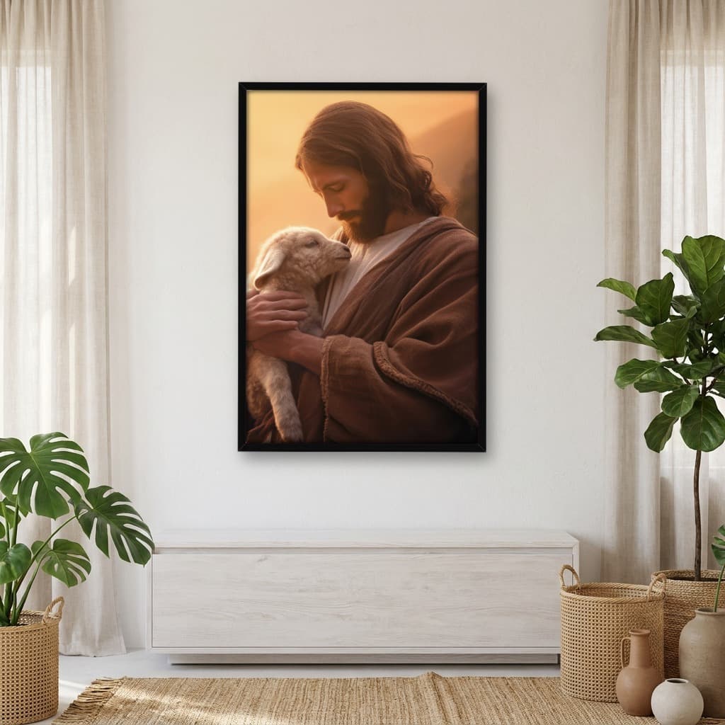 Quadro Decorativo Jesus E Ovelha