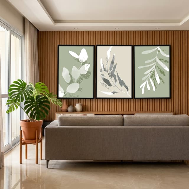 Kit Quadros Decorativos Planta Abstrata