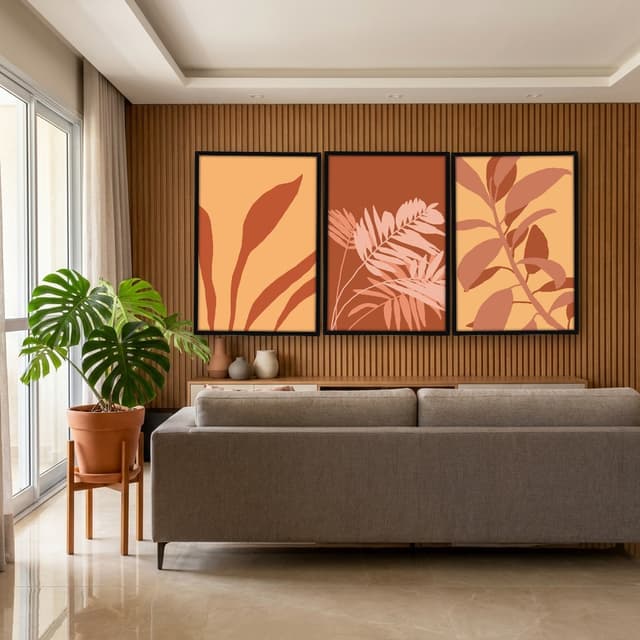 Kit Quadros Decorativos Planta Abstrata